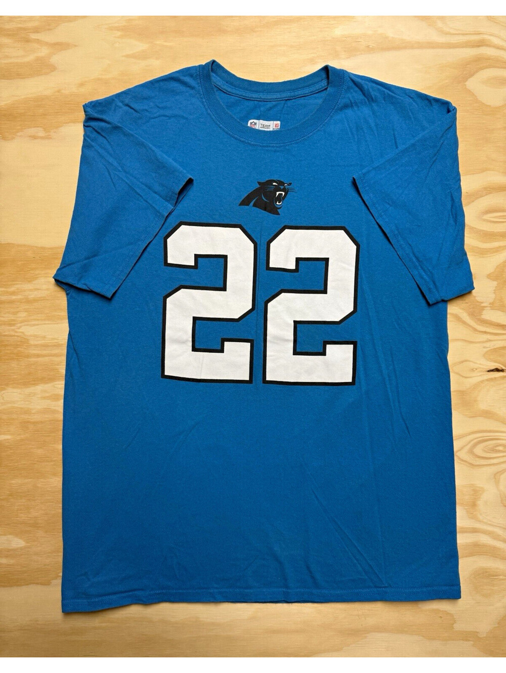 NFL Team Apparel Carolina Panthers McCaffrey #22 Mens L Blue NFL Football Shirt